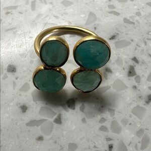 Elegant Gold and blue Stone Ring
